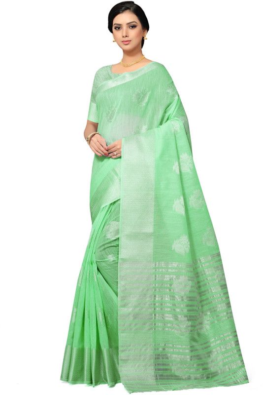 Self Design, Woven, Floral Print Bollywood Jacquard Saree  (Green)