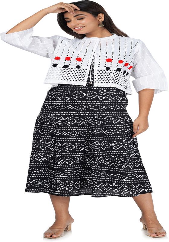 Women Bandhni Print Kurta  (Black)