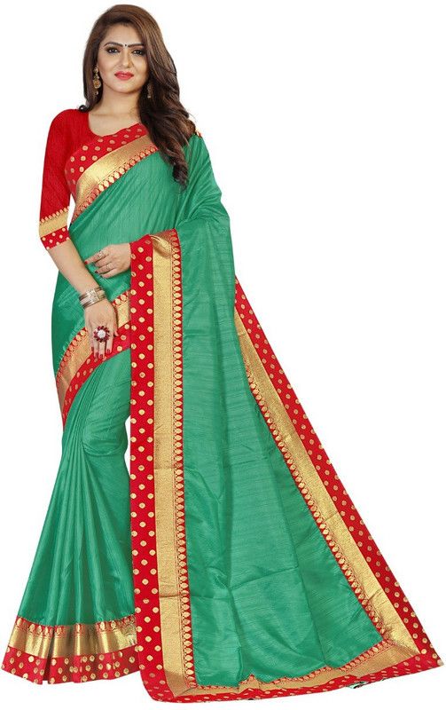Self Design Bollywood Art Silk Saree  (Green, Red)