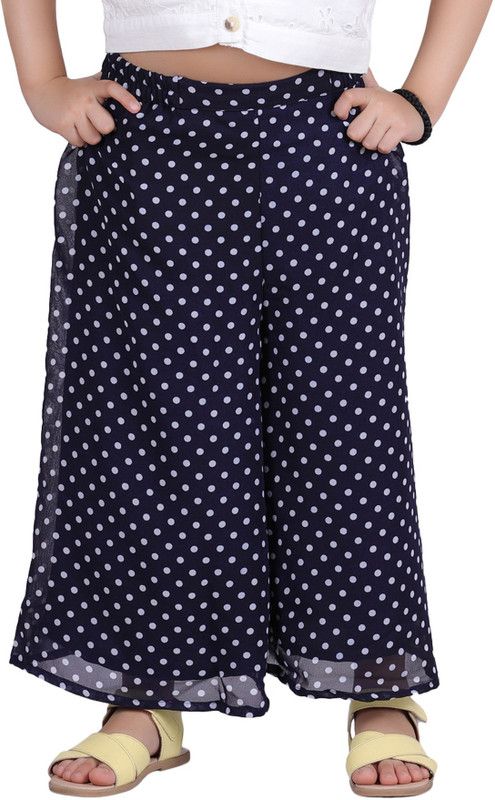 Girls Flared Blue Georgette Trousers