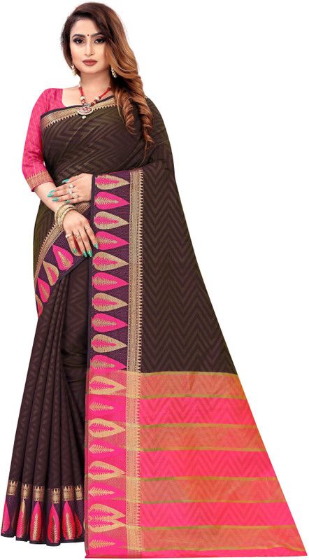 Woven Bollywood Jacquard Saree  (Magenta)