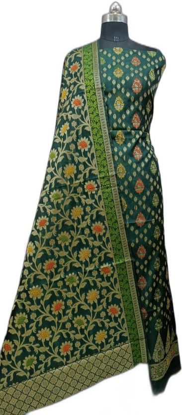 Unstitched Silk Blend Salwar Suit Material Self Design
