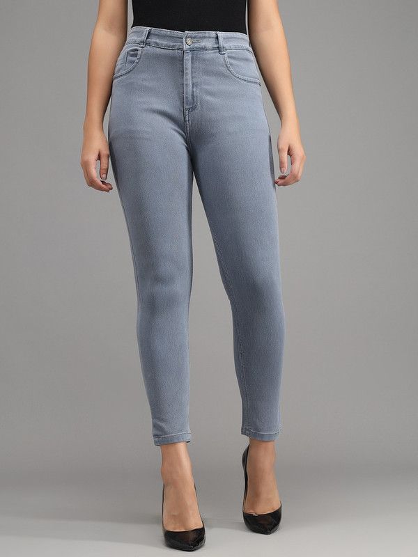 Women Skinny High Rise Grey Jeans
