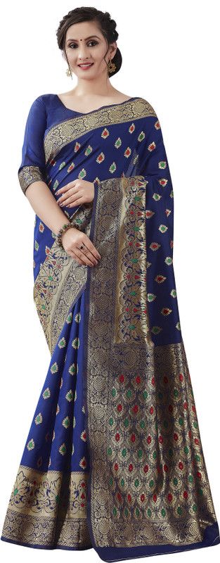 Self Design Bollywood Pure Silk Saree  (Blue)