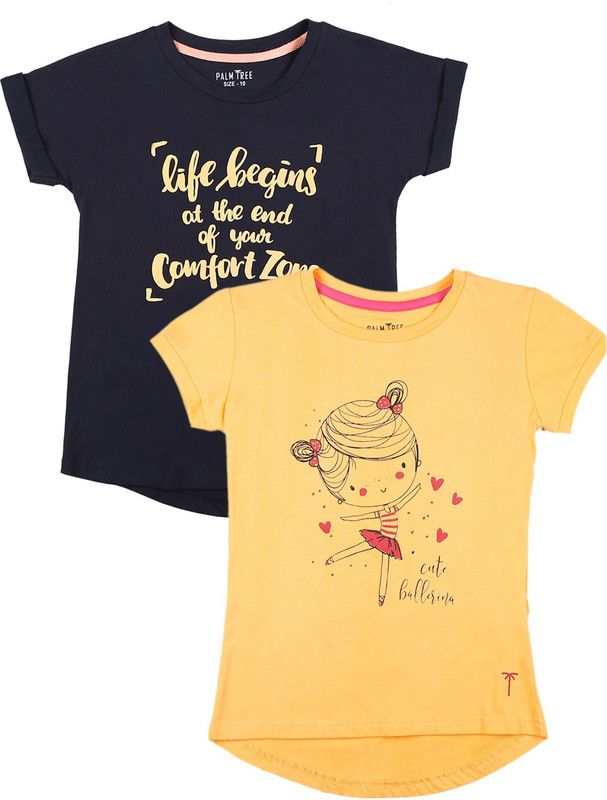 Baby Girls Casual Cotton Blend Knit Top  (Orange, Pack of 2)