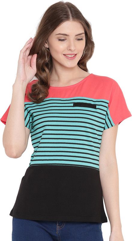 Casual Regular Sleeves Printed Women Green, Pink, Black Top