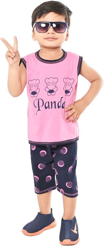Boys & Girls Casual T-shirt Shorts  (Pink)