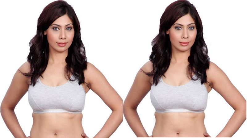Pack of 2 Women Sports Non Padded Bra  (Grey)