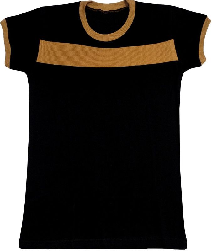 Boys & Girls Colorblock Pure Cotton T Shirt  (Black, Pack of 1)