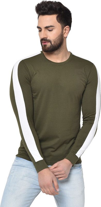 Striped Men Green, White T-Shirt