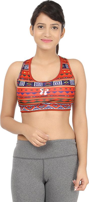 Women Sports Bra  (Blue, Orange)