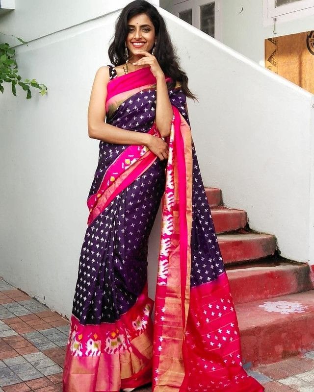 Daily Wear Cotton Linen, Art Silk Saree  (Purple)