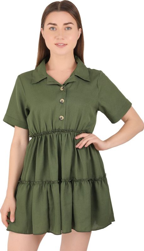 Women Tiered Light Green Dress