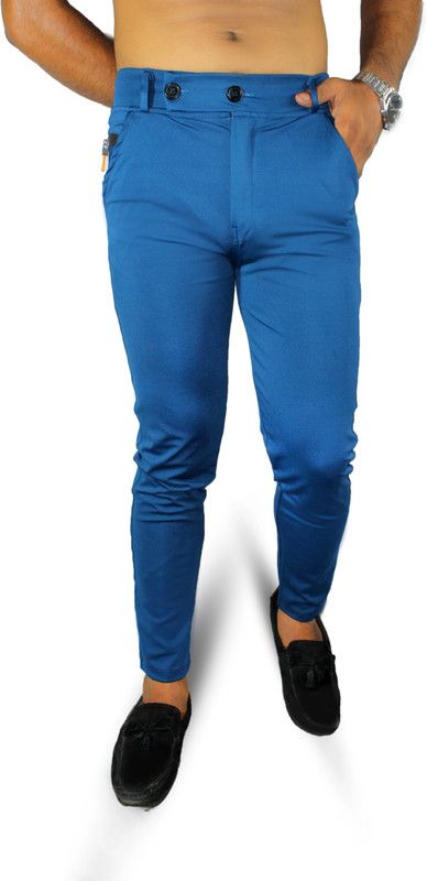 Men Slim Fit Multicolor Lycra Blend Trousers