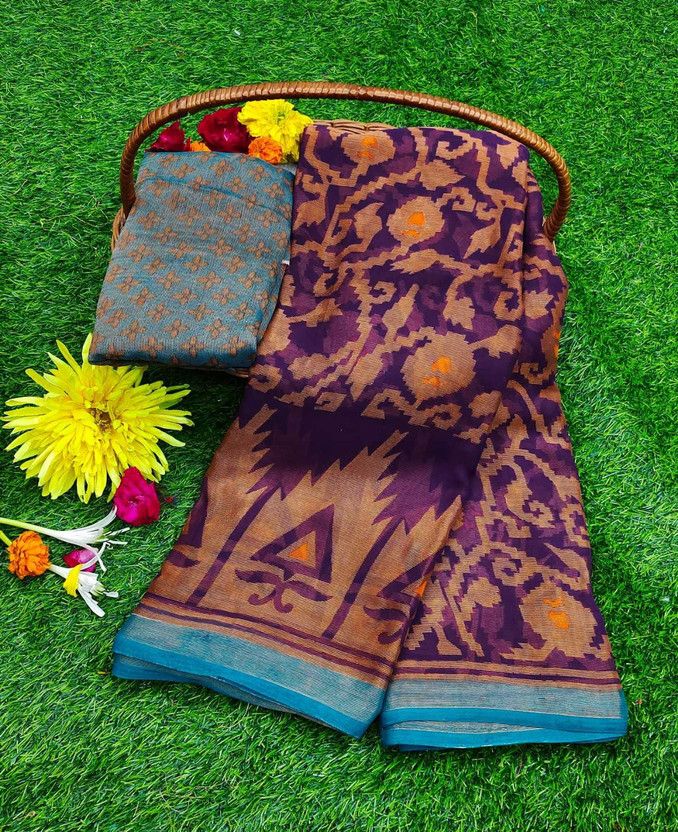 Floral Print Daily Wear Brasso Saree  (Multicolor)