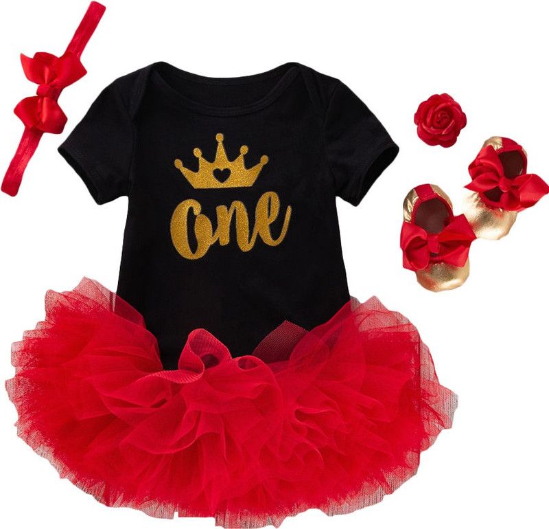 Baby Girls Casual Bodysuit Skirt, Hair Band  (Black)
