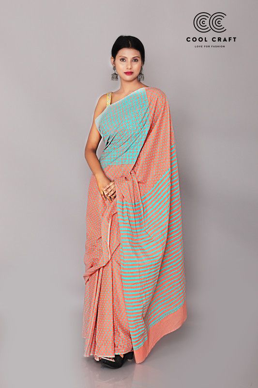 Blocked Printed Daily Wear Cotton Linen Saree  (Multicolor)