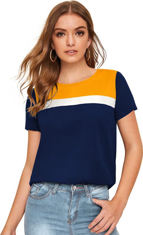 Casual Women Yellow, Blue Top