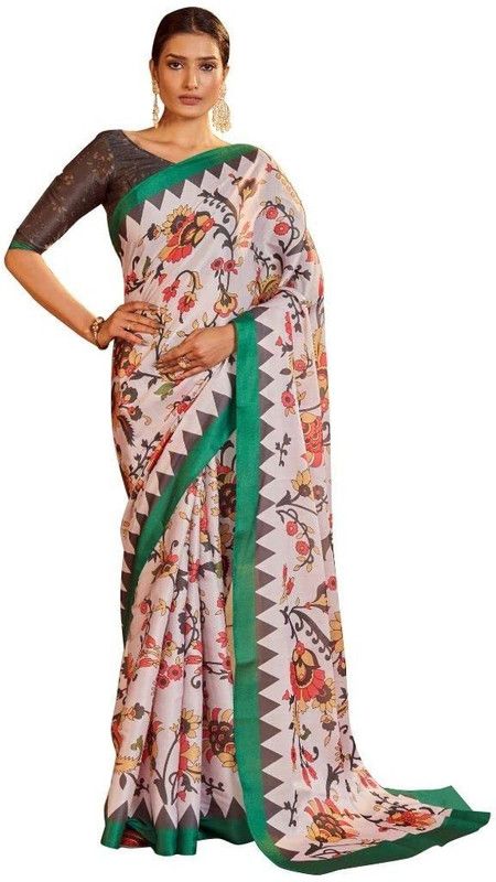 Floral Print Daily Wear Tussar Silk Saree  (Multicolor)
