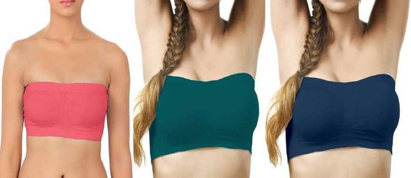 Women Tube Non Padded Bra  (Pink, Green, Blue)