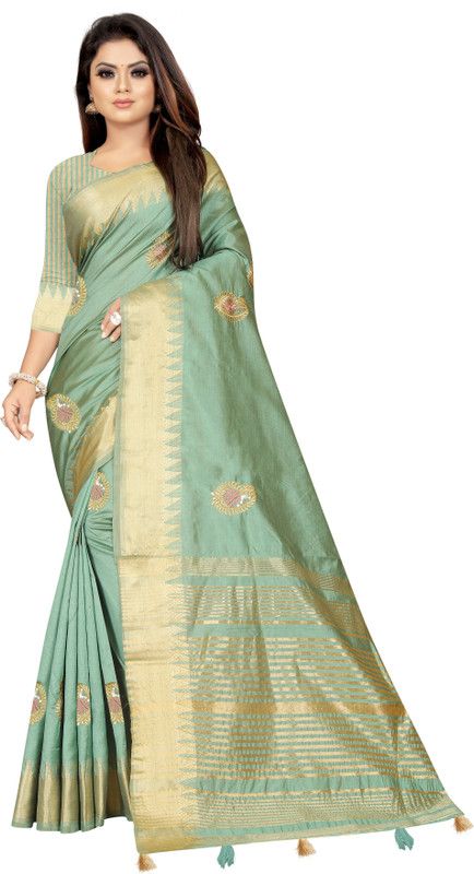 Self Design, Embroidered, Woven Assam Silk Cotton Silk Saree  (Purple)