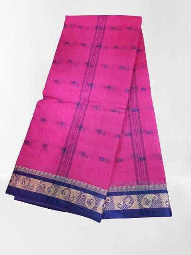 Self Design, Embroidered Tant Pure Cotton Saree  (Pink)