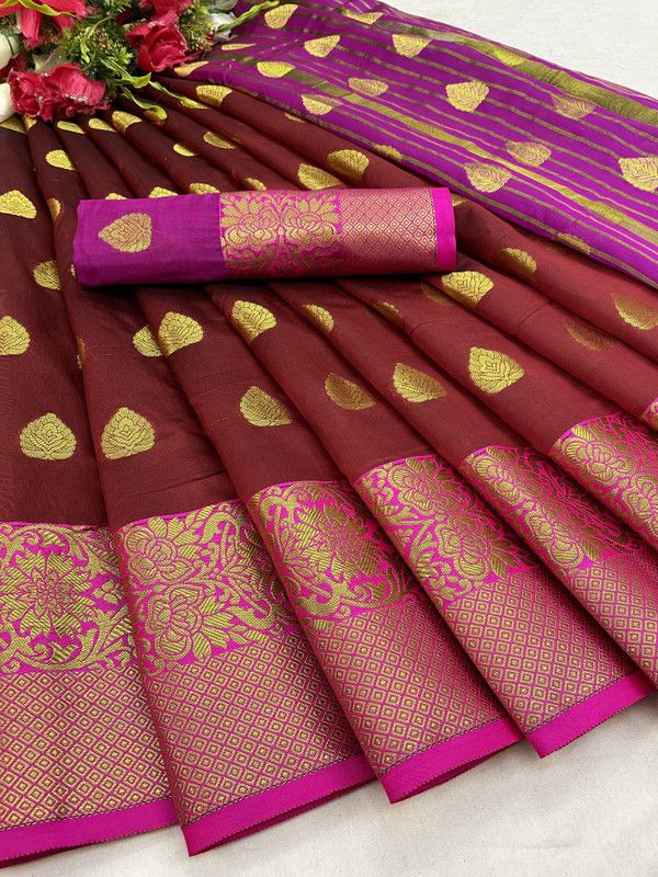 Embellished Kanjivaram Jacquard Saree  (Maroon)