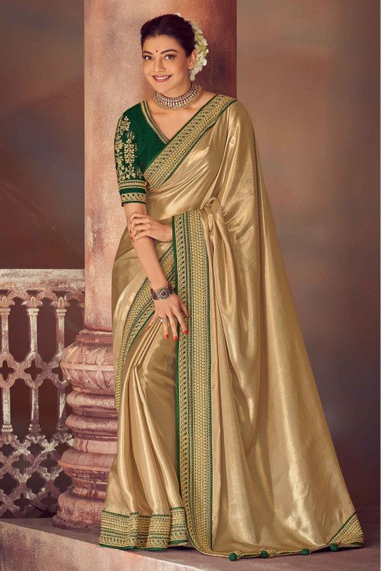 Embroidered Banarasi Viscose Rayon Saree  (Brown)