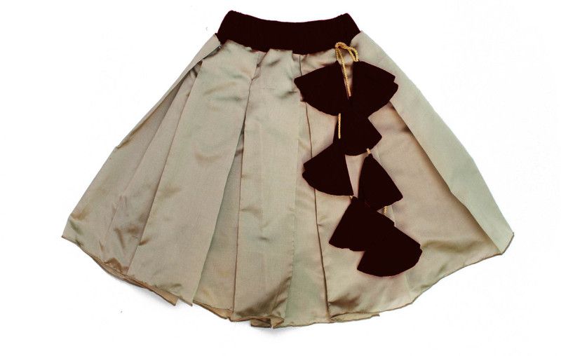 Girls Self Design Regular Brown, Beige Skirt