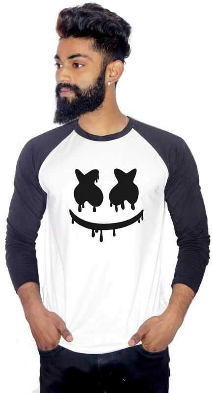 Marshmello Mas Men Printed Round Neck Polyester White, Black T-Shirt