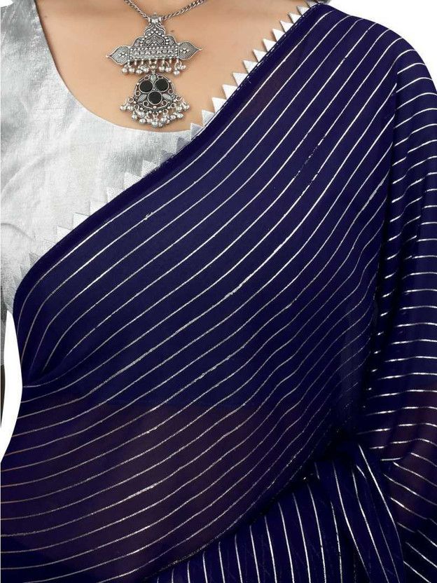 Unstitched Georgette Blouse Material Striped