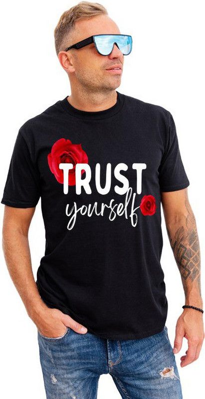 Trust Yourself Men Typography Round Neck Pure Cotton Multicolor T-Shirt