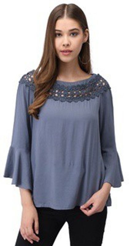 Casual Solid Women Grey Top