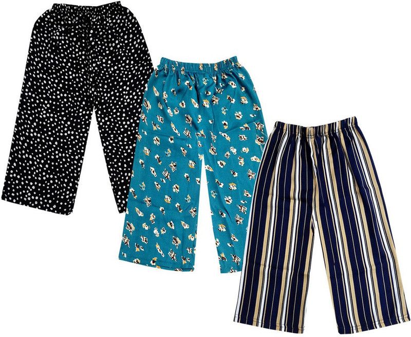 Capri For Girls Casual Printed, Striped Crepe  (Multicolor Pack of 3)