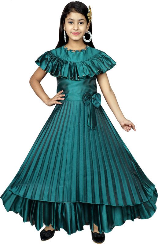 Baby Girls Maxi/Full Length Casual Dress  (Green, Fashion Sleeve)