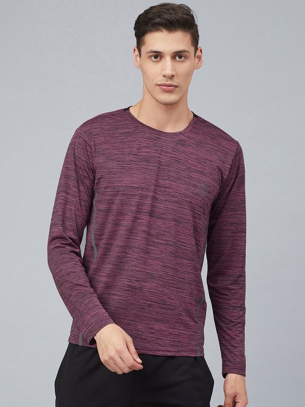Men Self Design Round Neck Polyester Pink T-Shirt