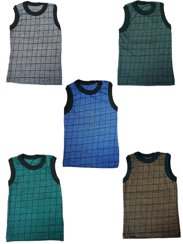 Vest For Baby Boys Pure Cotton  (Multicolor, Pack of 5)