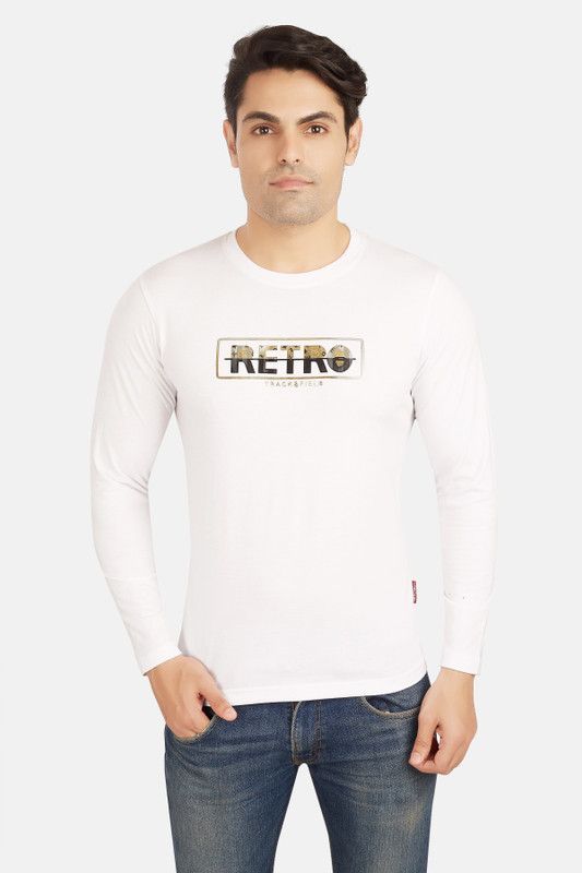 Fashion Casual T-Shirt Men Printed, Typography Round Neck Cotton Blend White T-Shirt