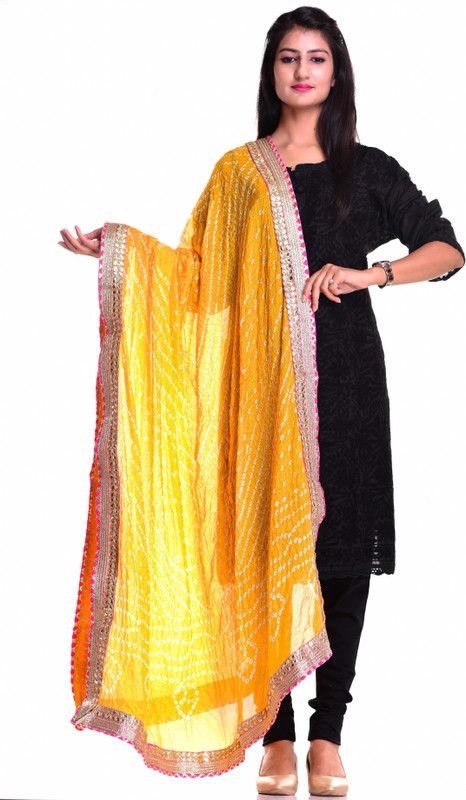 Art Silk Printed Yellow Women Dupatta