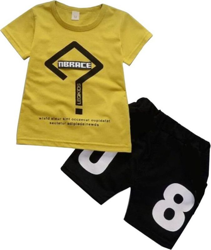 Boys Casual Top Pant  (Yellow)