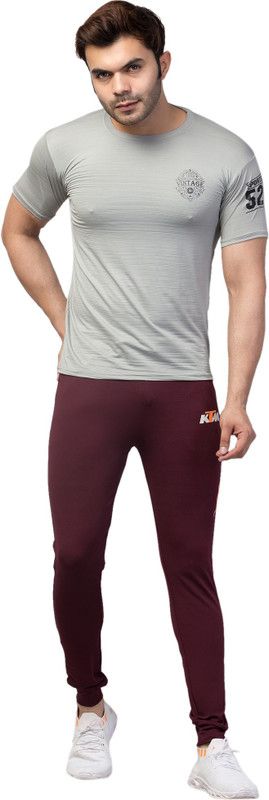 Men Top & Pyjama Set Grey Solid