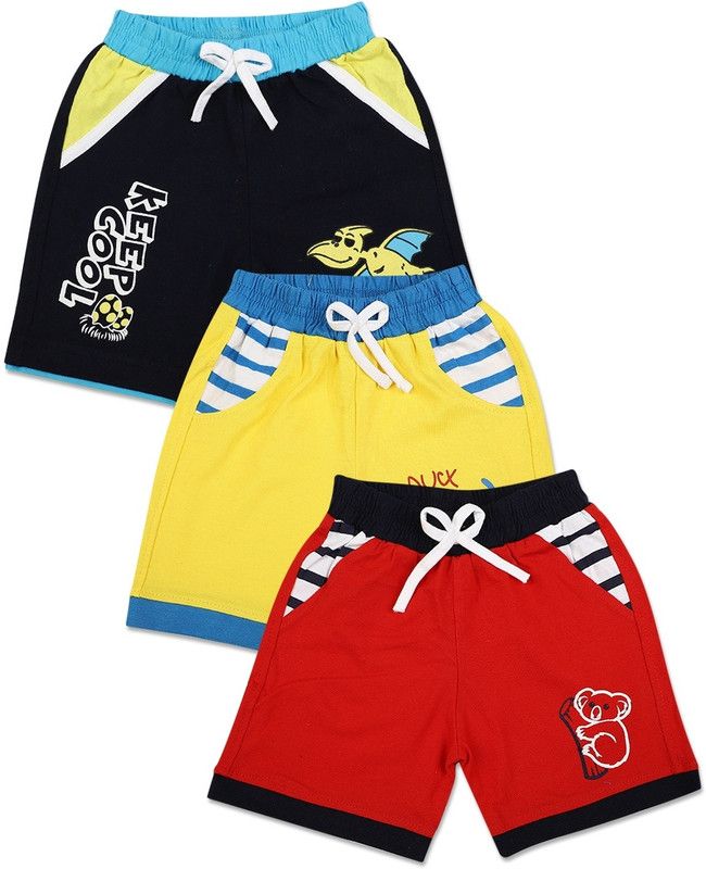 Short For Baby Boys & Baby Girls Casual Printed Cotton Blend  (Yellow, Pack of 3)