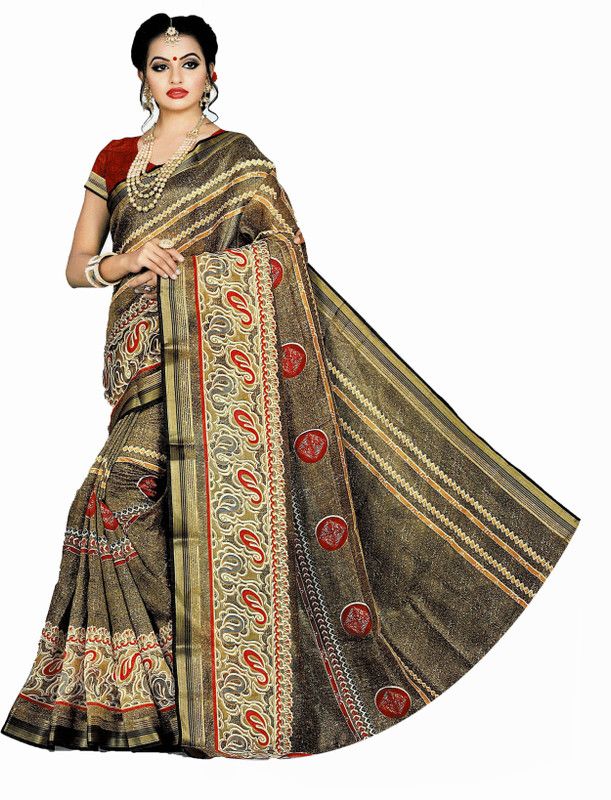 Printed Bollywood Cotton Silk Saree  (Dark Green)