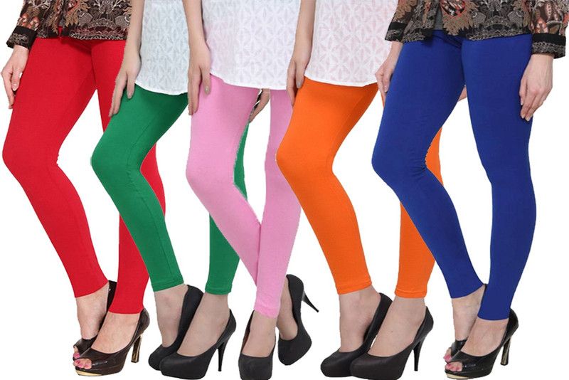 KEX Ankle Length Ethnic Wear Legging  (Red, Green, Pink, Orange, Blue, Solid)