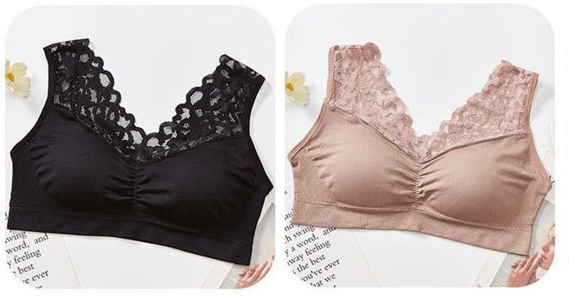 Pack of 4 Women Bralette Lightly Padded Bra  (Black, Brown)