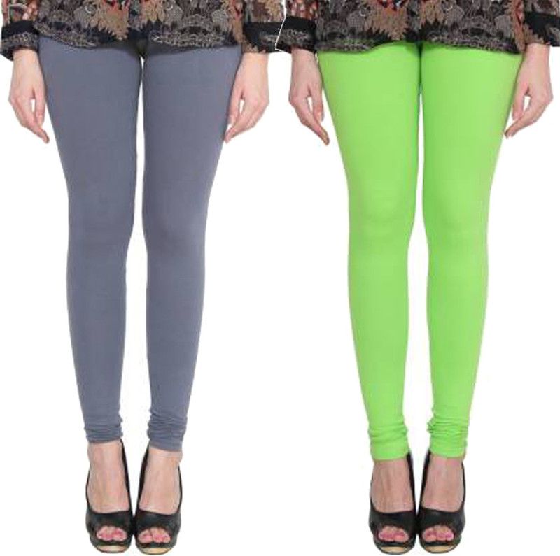 Clarita Churidar Ethnic Wear Legging  (Green, Grey, Solid)