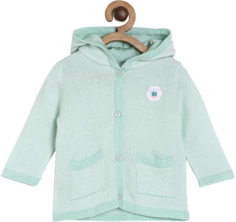 Baby Girls Self Design Blue Sweater