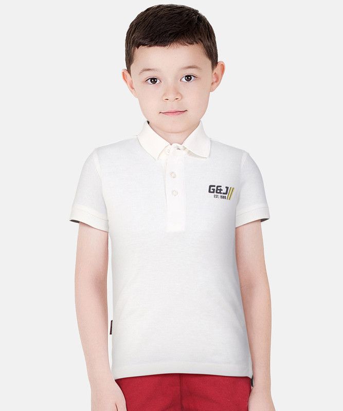 Baby Boys Solid Cotton Blend T Shirt  (White, Pack of 1)