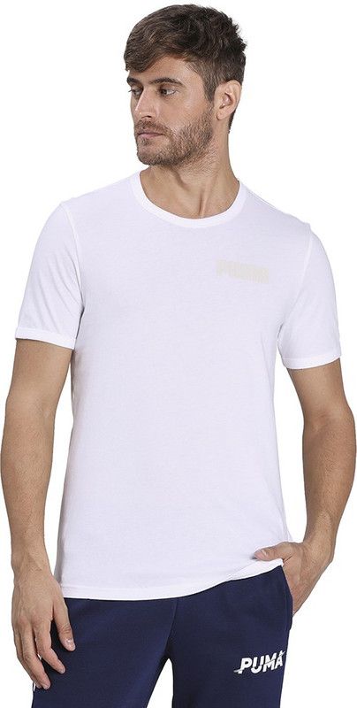 Modern Basics Tee Men Graphic Print Round Neck Cotton Blend White T-Shirt