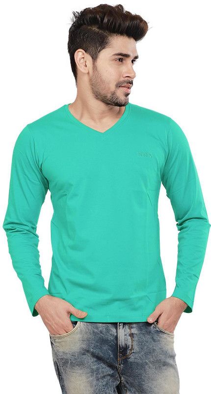 TORCS T-shirt For Men Men Solid V Neck Pure Cotton Green T-Shirt